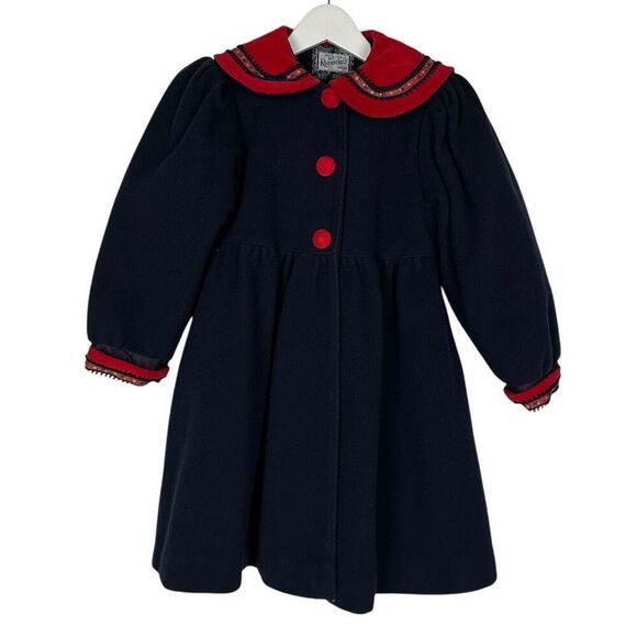 Vintage Rothschild 6X Girls Coat Wool Blend Blue Red